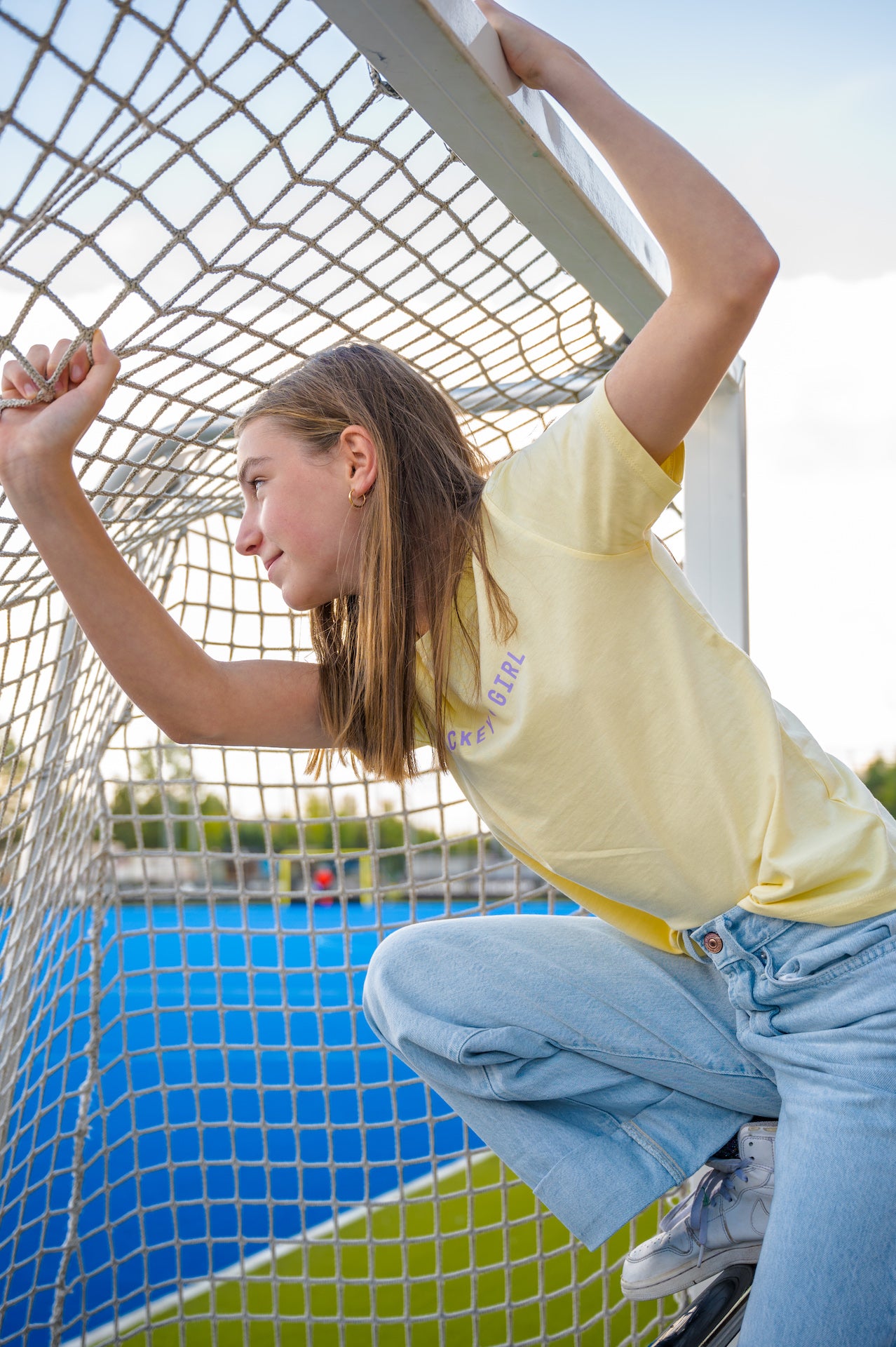 T-shirt Hockey Girl - Soft yellow