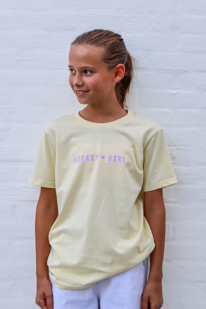 T-shirt Hockey Girl - Soft yellow